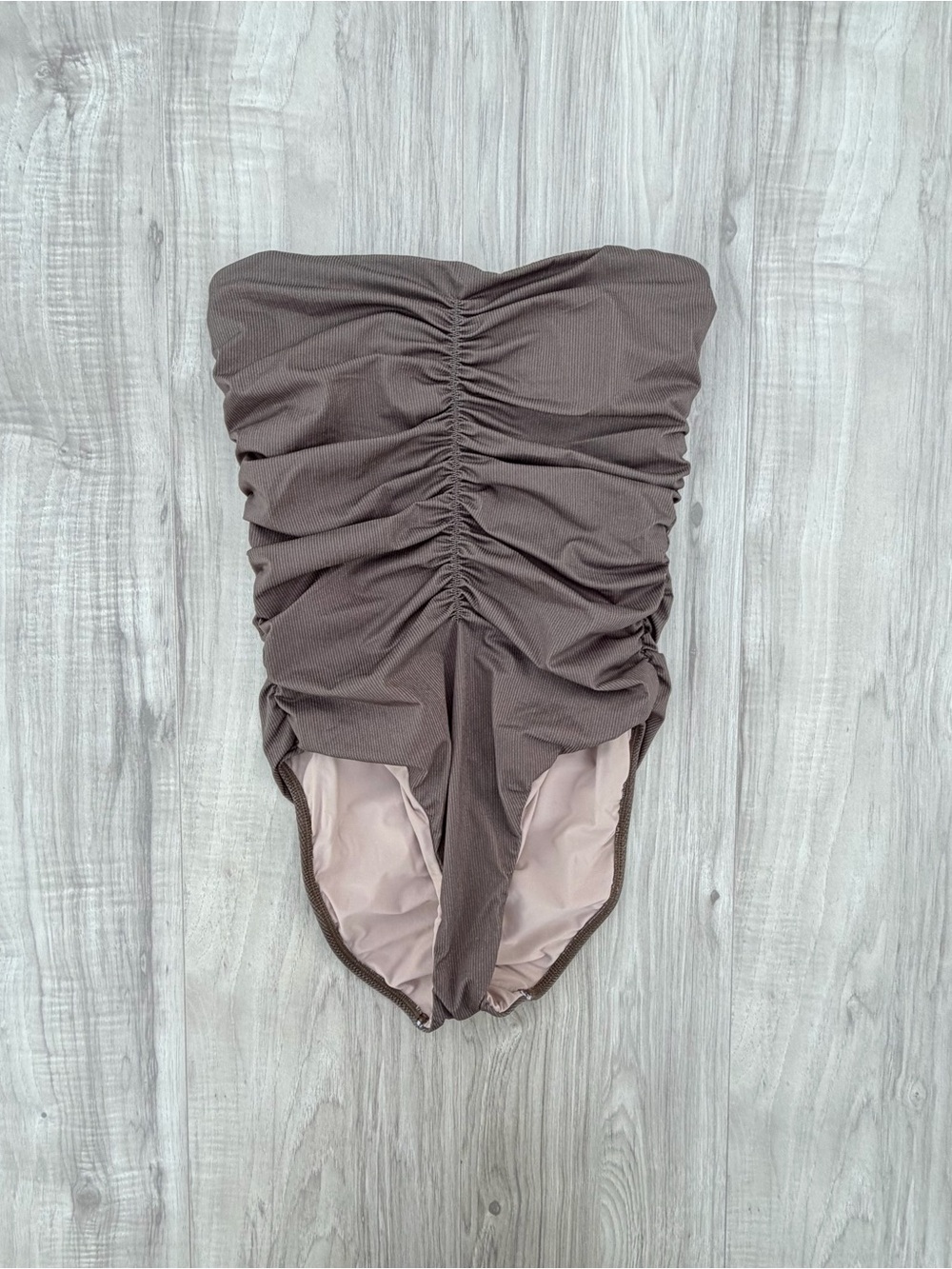 PQ Swim strapless, ruched bandeau one-piece swimsuit